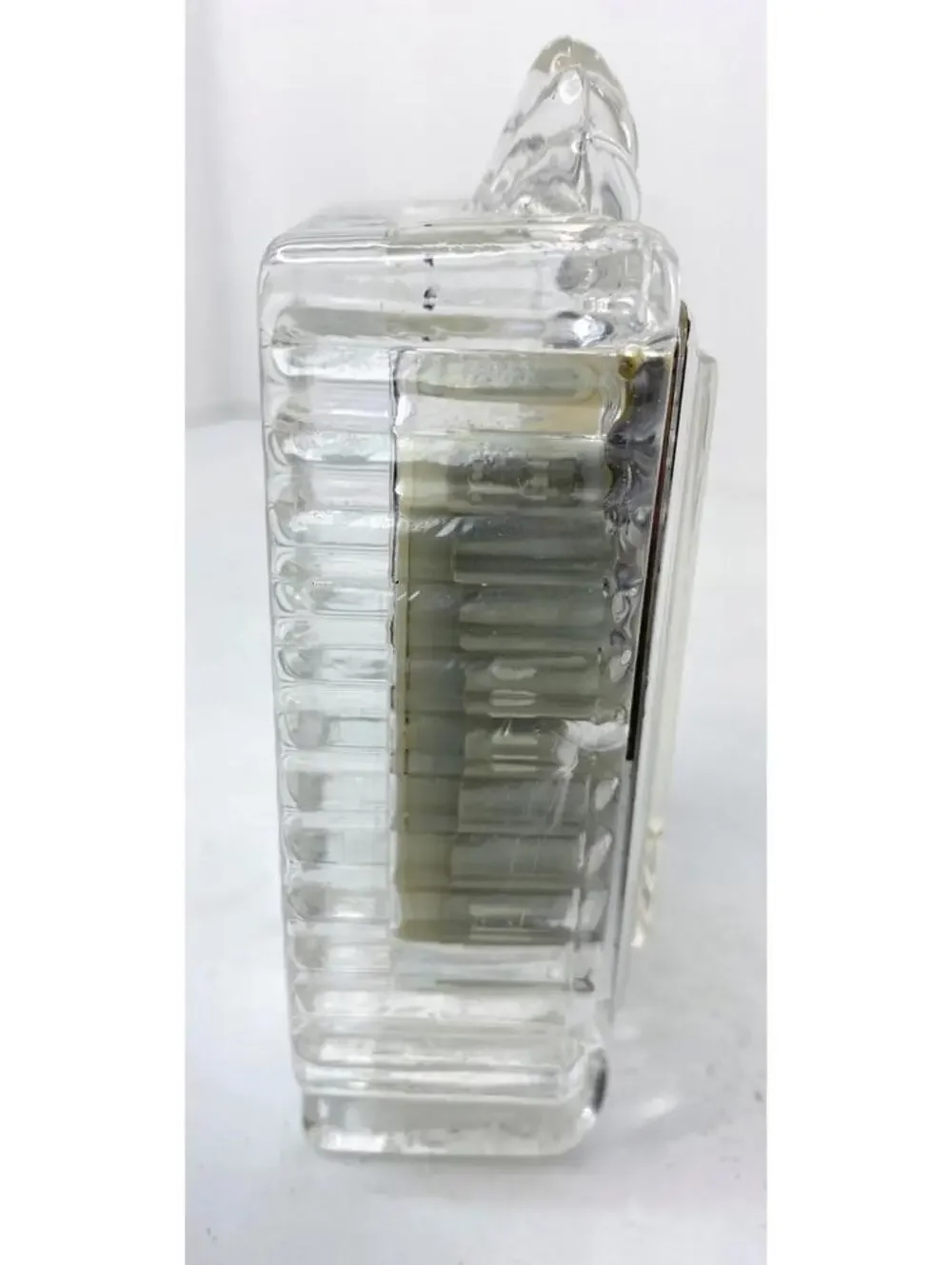 Crystal Clear Century 24% Lead Crystal Quartz Table Clock Taiwan 5” Tall “Works”